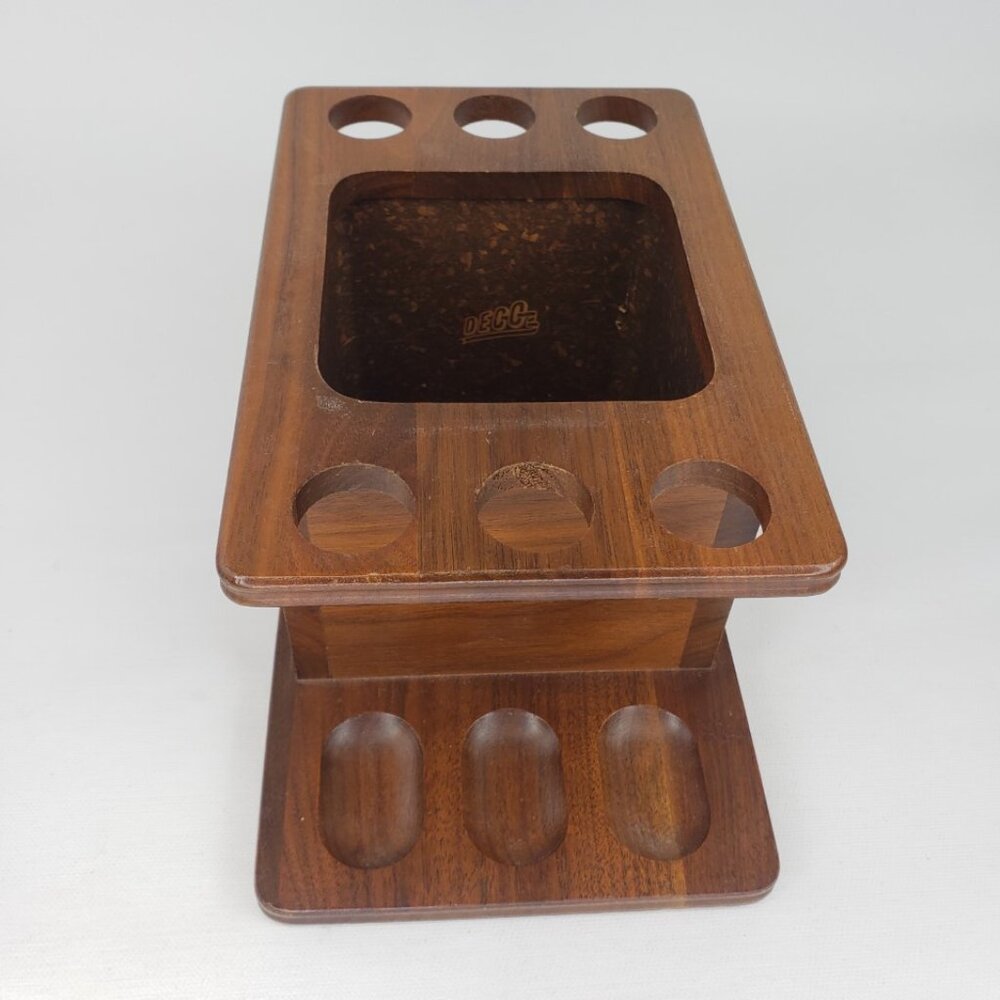 Estate MCM Vintage Decatur Deco Walnut Wood 6 Pipe Rack Holder Stand Display - Picture 3 of 11